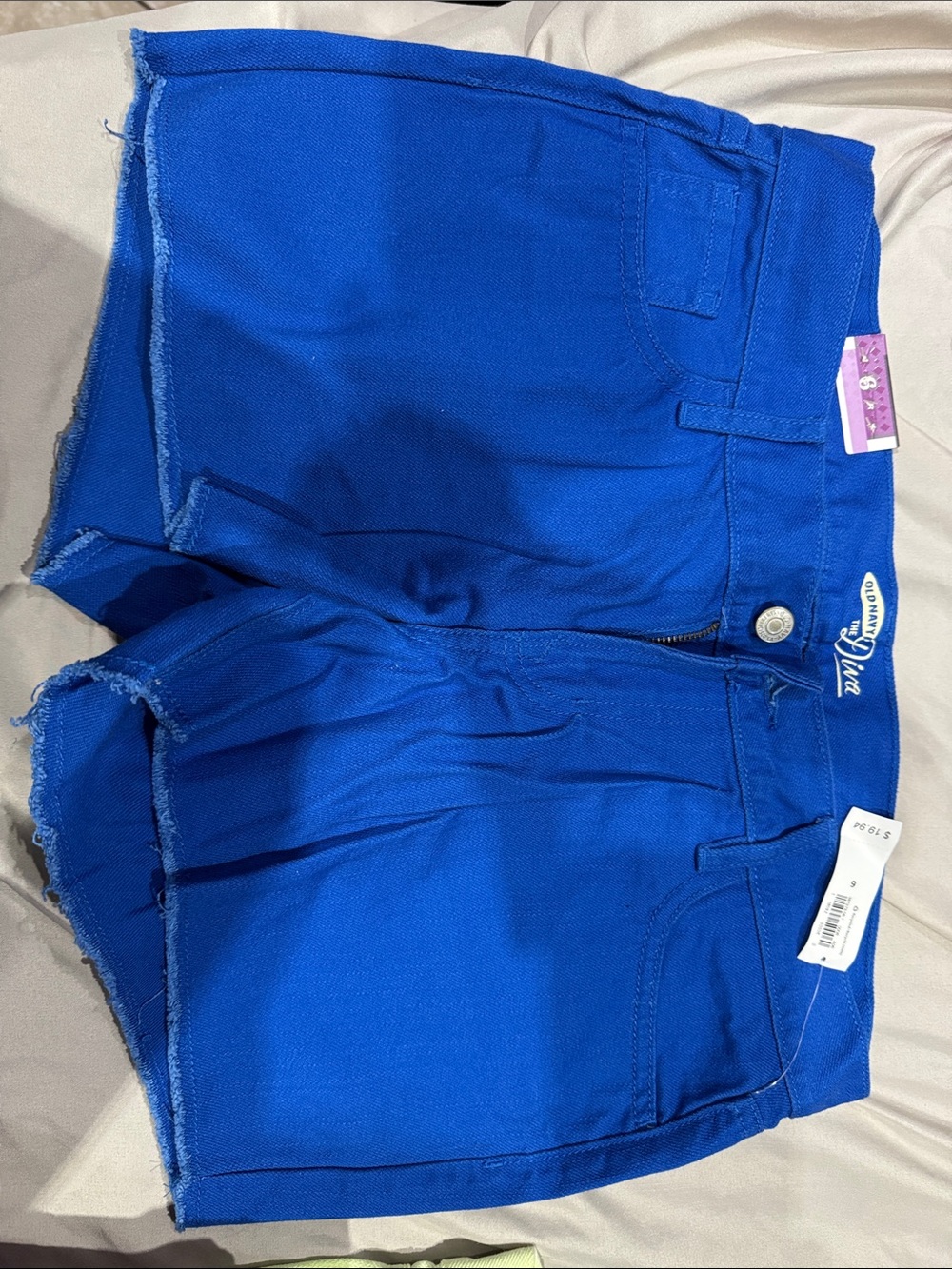 Old Navy Bright Blue Girls' Denim Shorts with Raw Hem